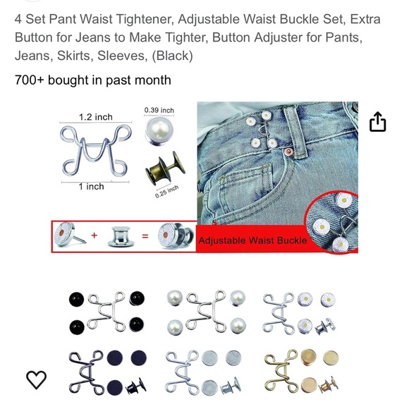 Pants fasteners, 4 sets - Picture 2 of 2